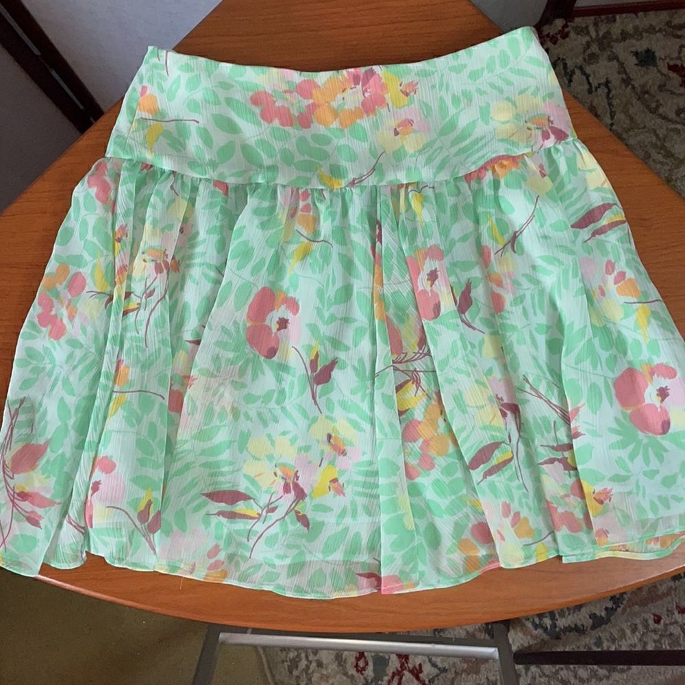 GAP Bright Multicolored Floral Skirt w/ Lining & Zipper on Side (Size:0) - Picture 5 of 14